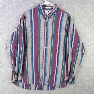 Vintage Sears Shirt Mens XL Tall Multicolor Striped Long Sleeve Button Down 90s
